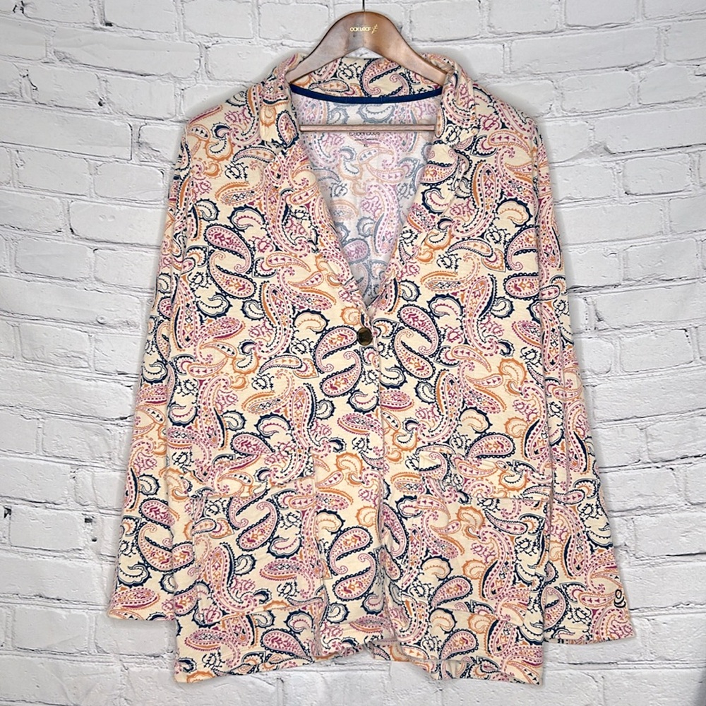 Cuddl Duds Paisley Print Lounge Jacket Size X-Large Excellent Condition